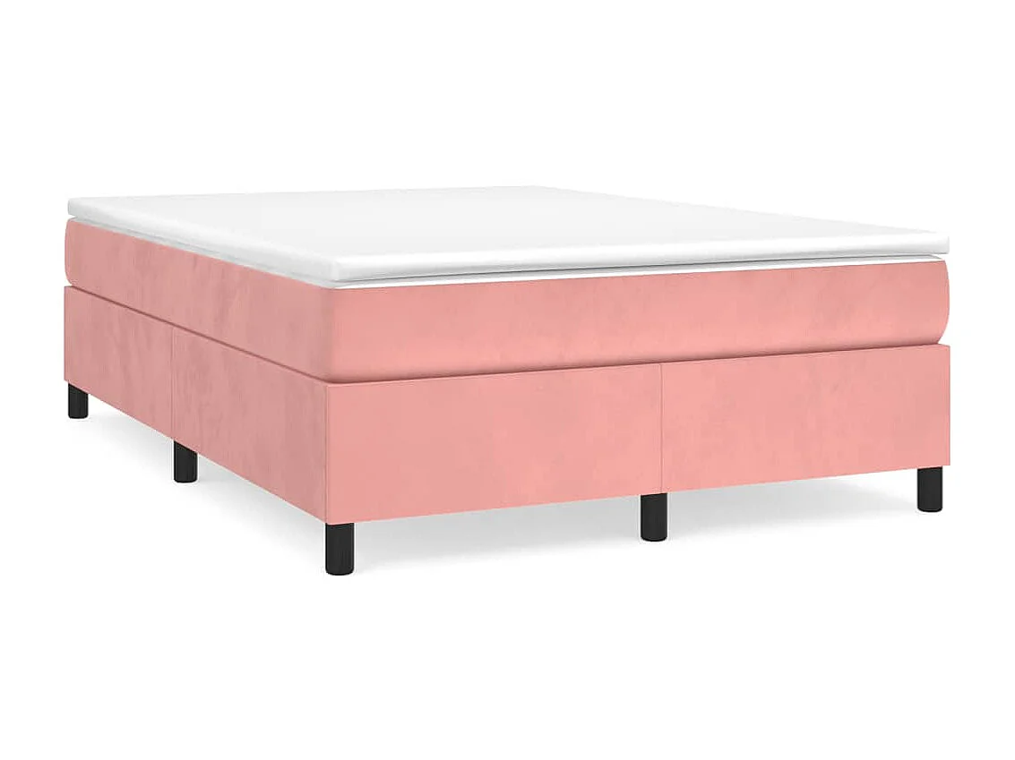Somier de láminas- 140x200 cm de terciopelo rosa ES94543