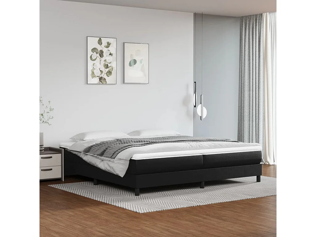 Cama 200x200 cm couro artificial preto PT879443
