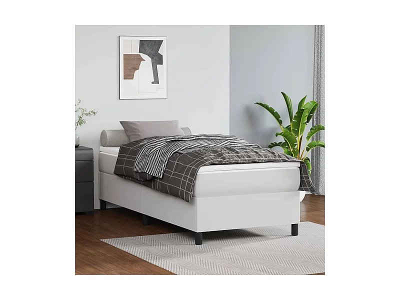 Cama com molas 80x200 cm couro artificial branco PT823684