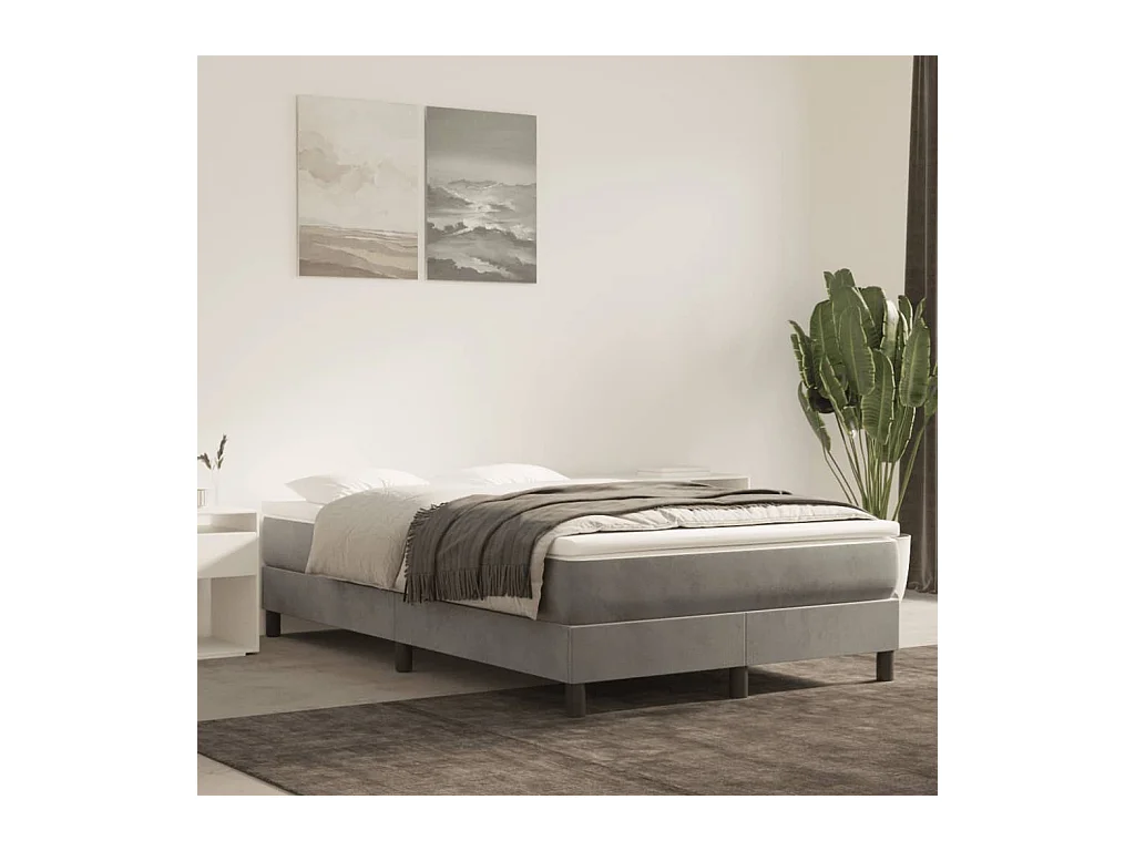 Sommier cadre à lattes de lit Gris clair 120x200 cm Velours WEW40177