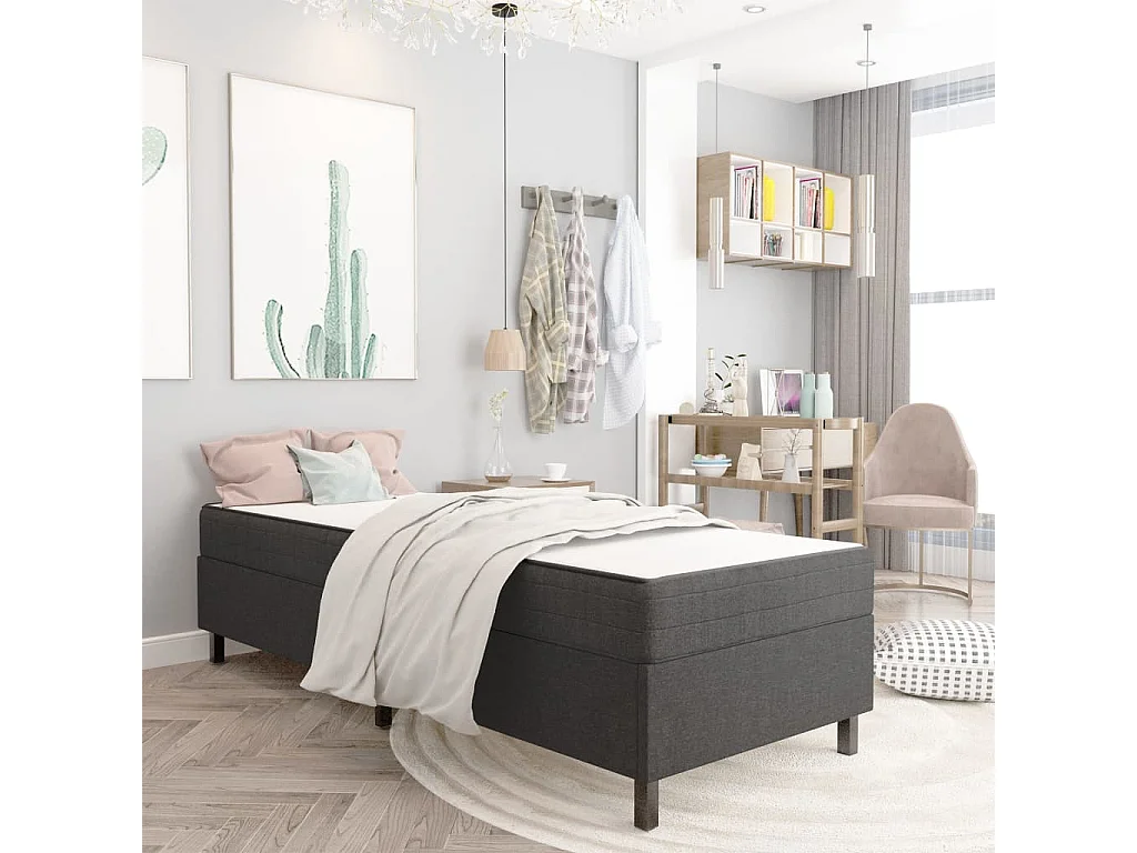 Boxspring stof donkergrijs 80x200 cm NL254048