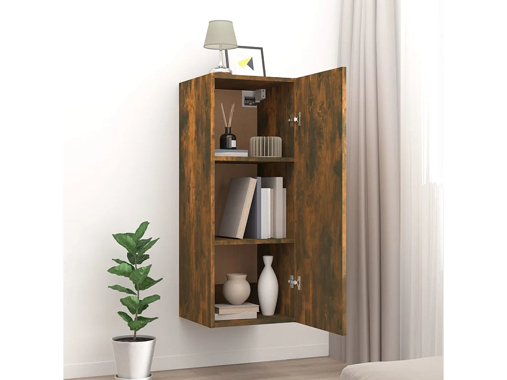 Wandschrank,Wandhängeschrank Räuchereiche 34,5x34x90 cm Holzwerkstoff -gkd875129