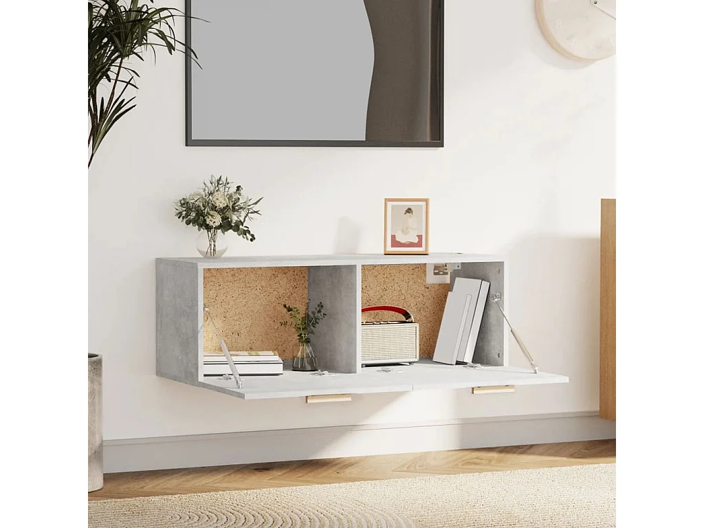 Armoire murale Gris béton 100x36,5x35 cm Bois d'ingénierie OLA1169