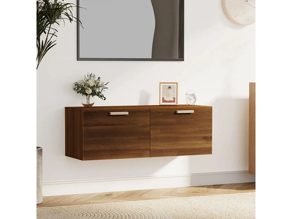 Wandschrank,Wandhängeschrank Braun Eichen-Optik 100x36,5x35 cm Holzwerkstoff -gkd193936