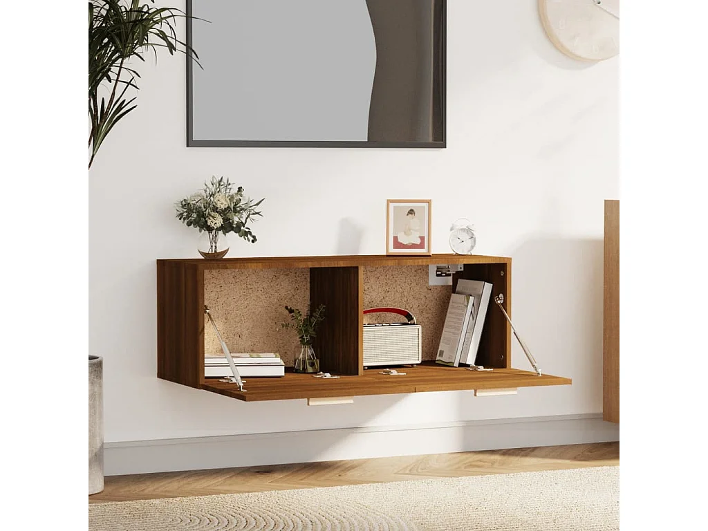 Wandschrank,Wandhängeschrank Braun Eichen-Optik 100x36,5x35 cm Holzwerkstoff -gkd193936