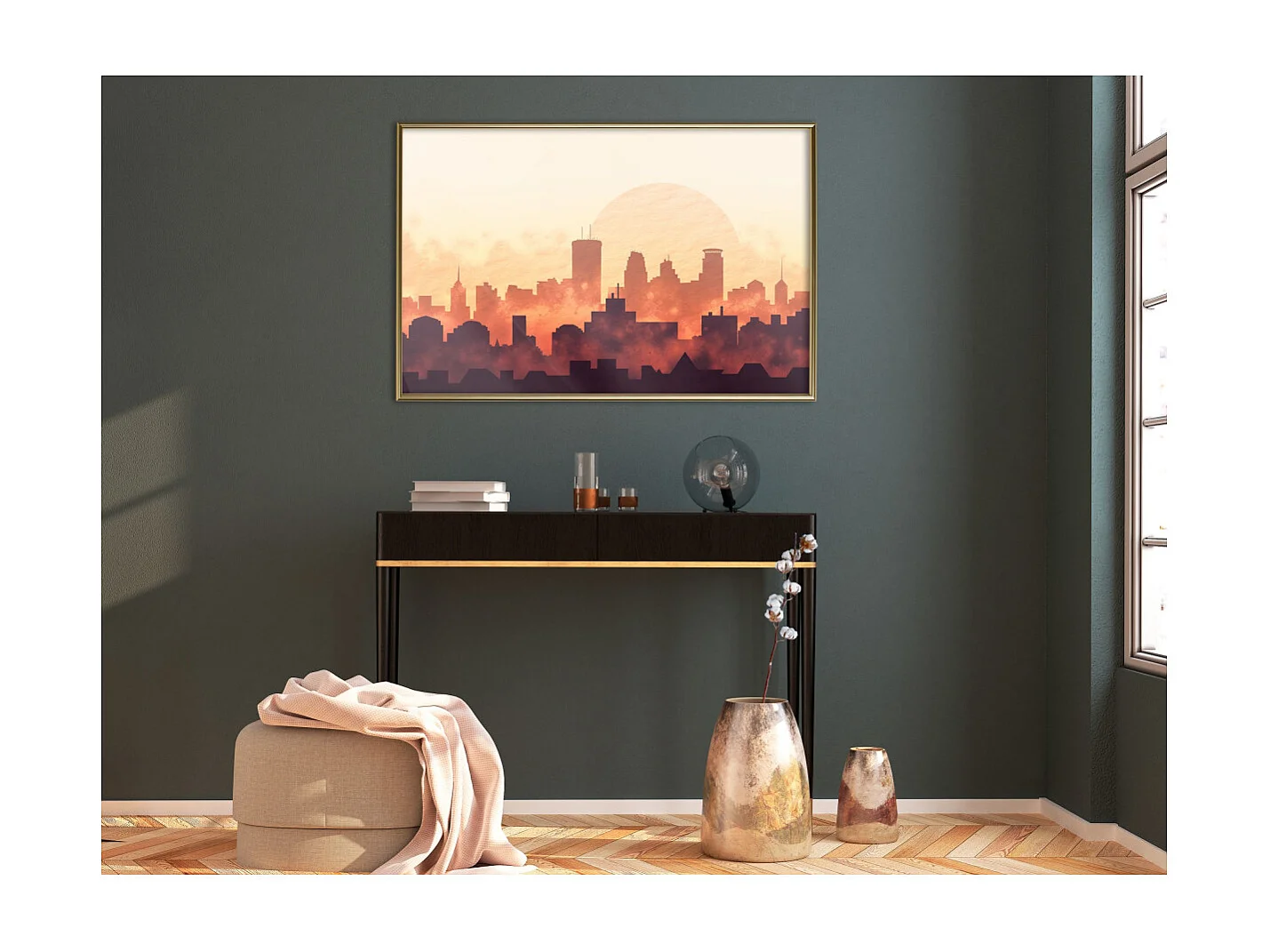 Affiche Murale Encadrée "Melancholy of Sunset" 90 x 60 cm Or