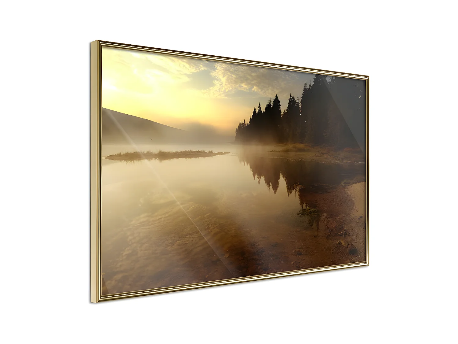 Affiche Murale Encadrée "Fog Over the Water" 90 x 60 cm Or