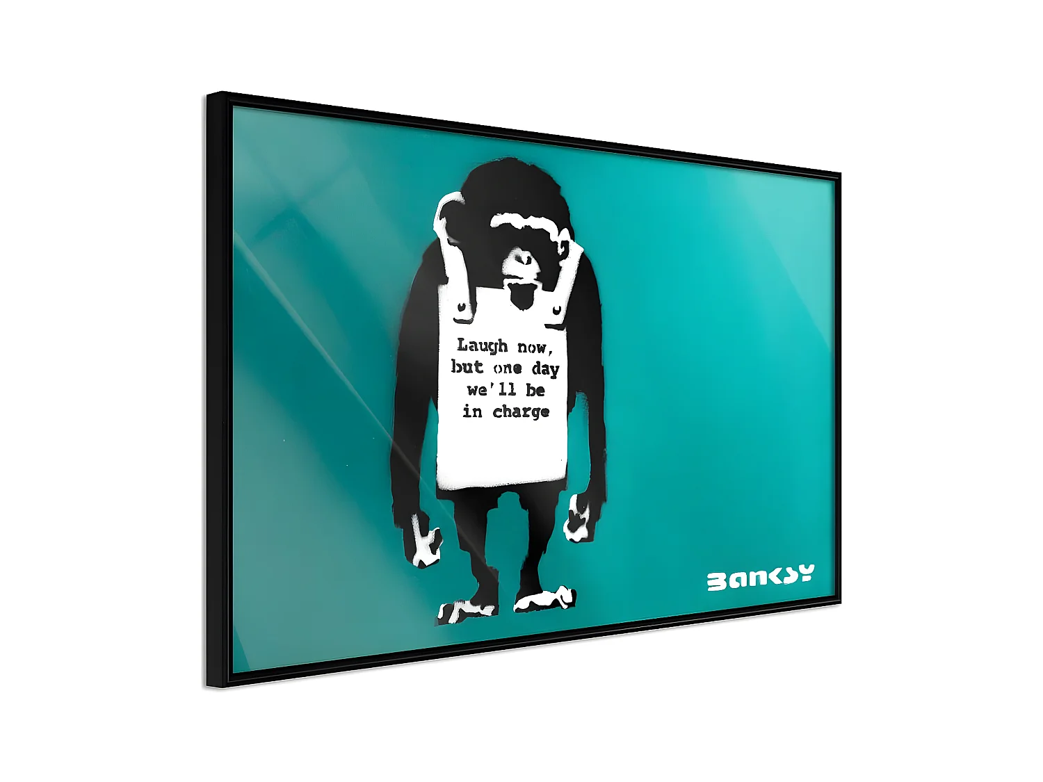 Affiche Murale Encadrée "Banksy Laugh Now" 30 x 20 cm Noir
