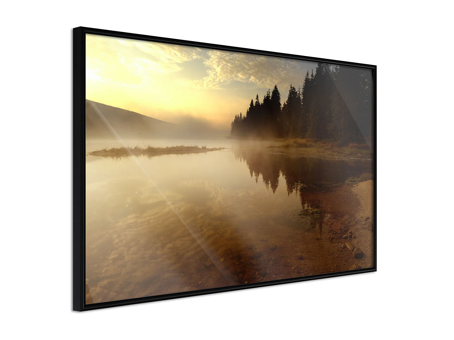 Affiche Murale Encadrée "Fog Over the Water" 90 x 60 cm Noir