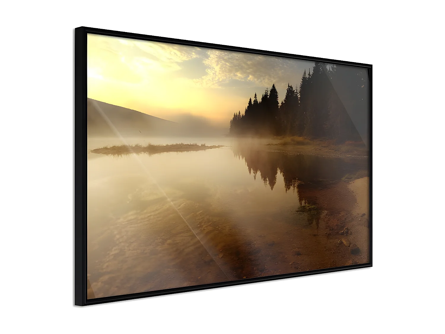 Affiche Murale Encadrée "Fog Over the Water" 30 x 20 cm Noir