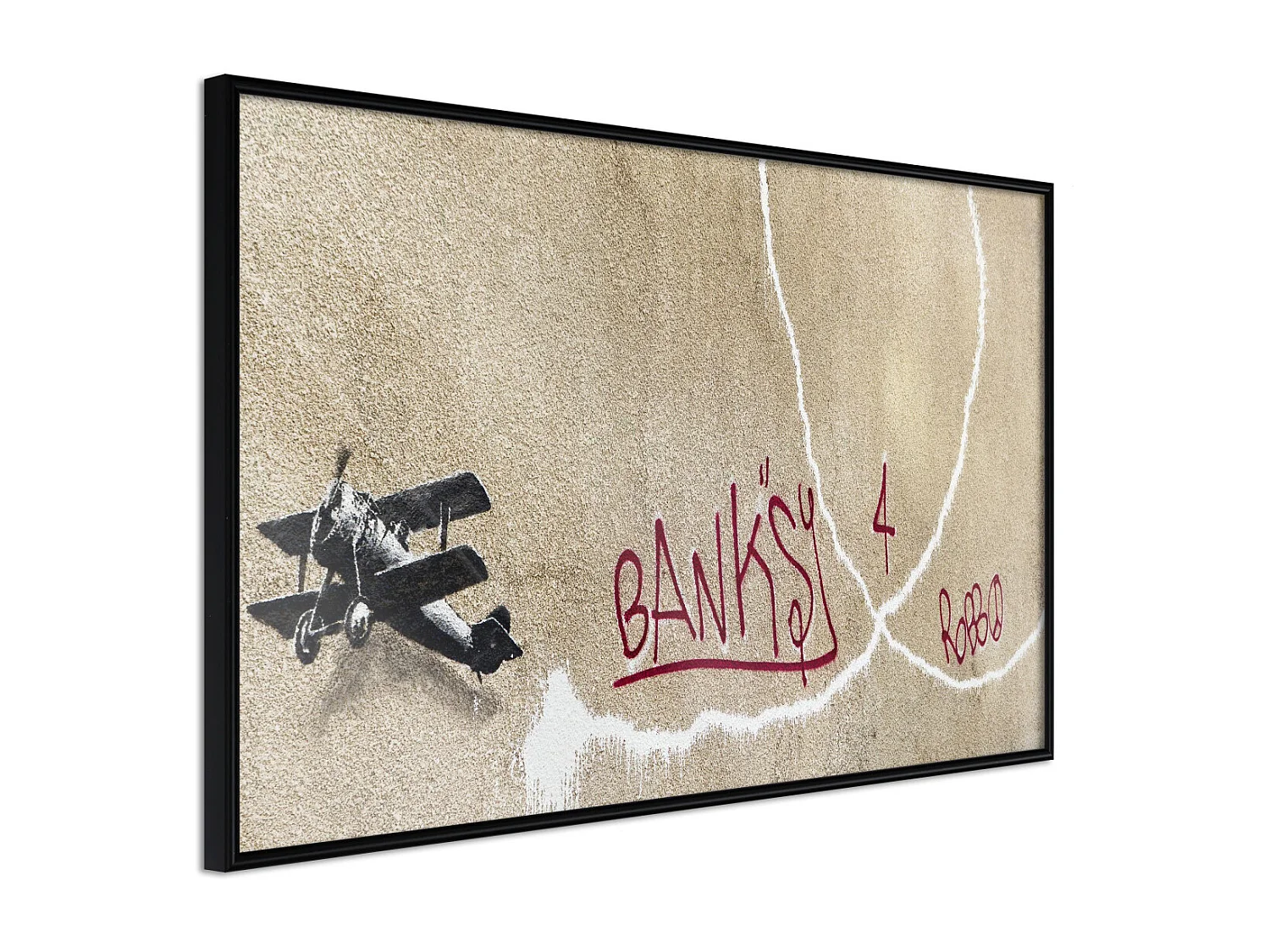 Affiche Murale Encadrée "Banksy Love Plane" 60 x 40 cm Noir