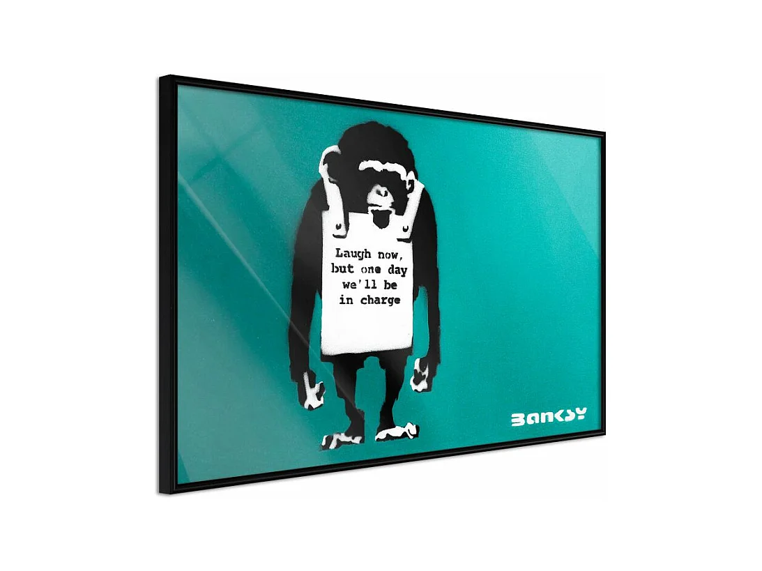 Affiche Murale Encadrée "Banksy Laugh Now" 45 x 30 cm Noir