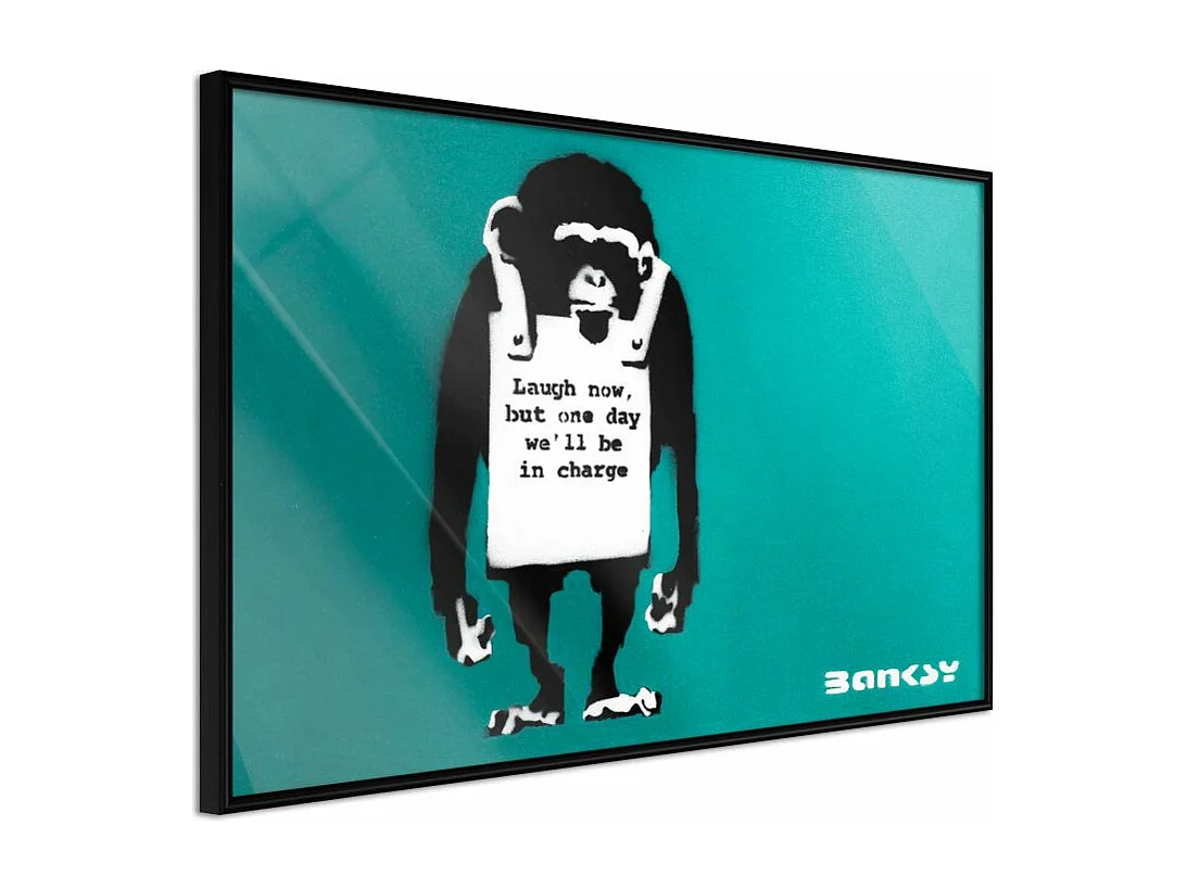 Affiche Murale Encadrée "Banksy Laugh Now" 45 x 30 cm Noir