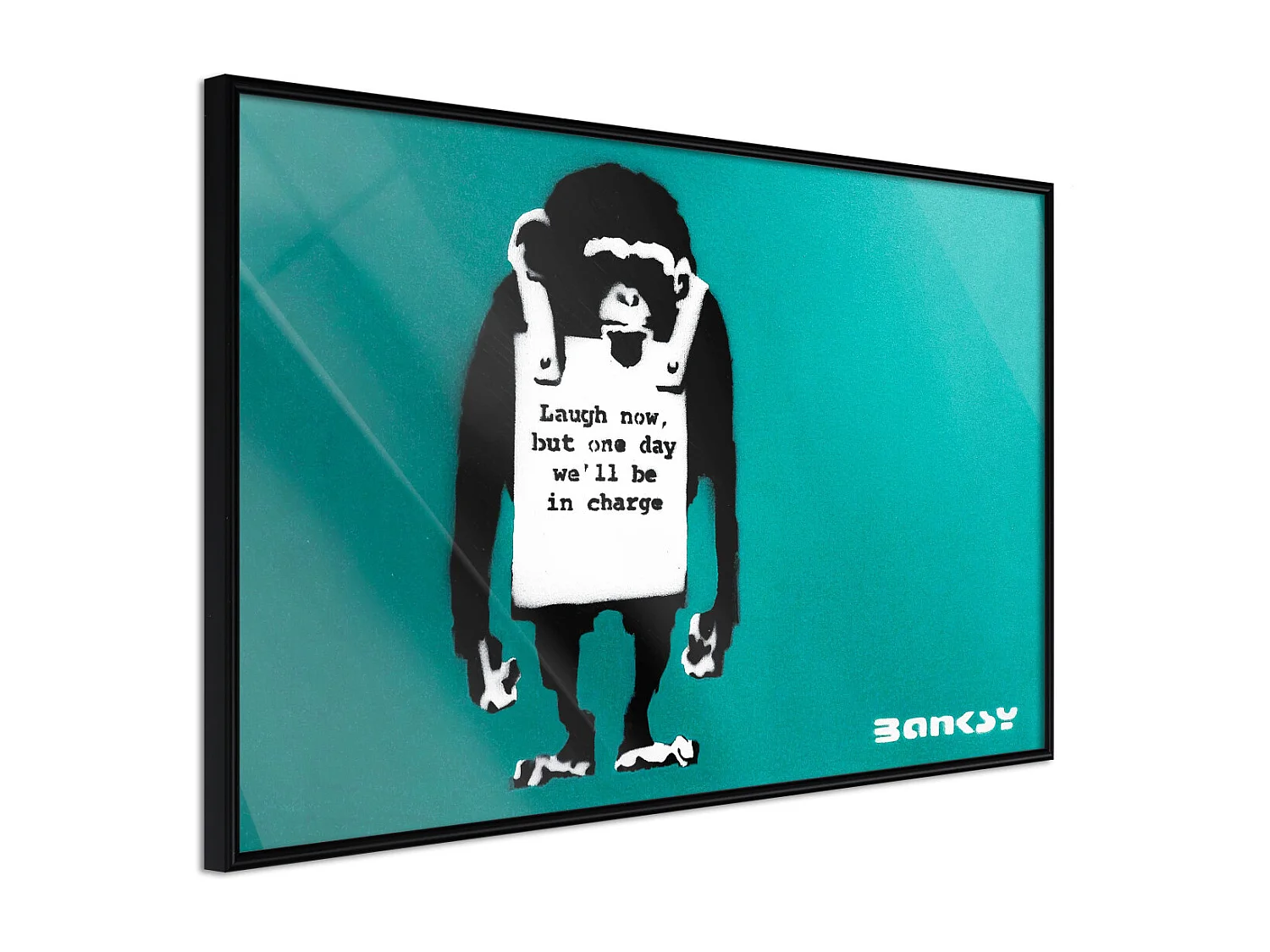 Affiche Murale Encadrée "Banksy Laugh Now" 45 x 30 cm Noir