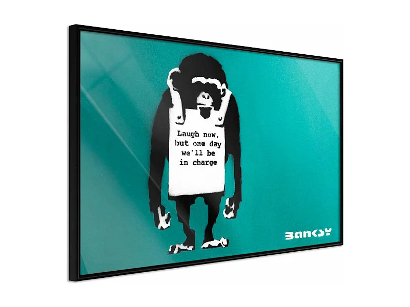 Affiche Murale Encadrée "Banksy Laugh Now" 45 x 30 cm Noir
