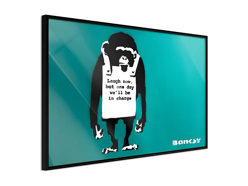 Affiche Murale Encadrée "Banksy Laugh Now" 60 x 40 cm Noir