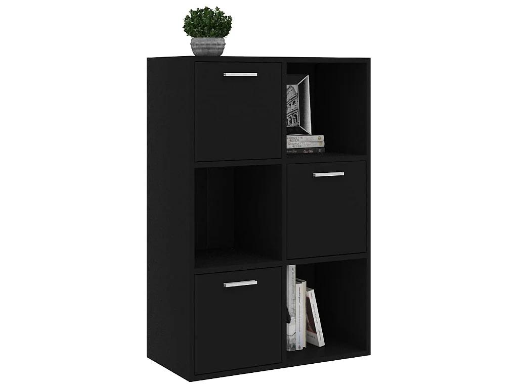 Armario almacenamiento madera contrachapada negra 60x29,5x90 cm ES324808