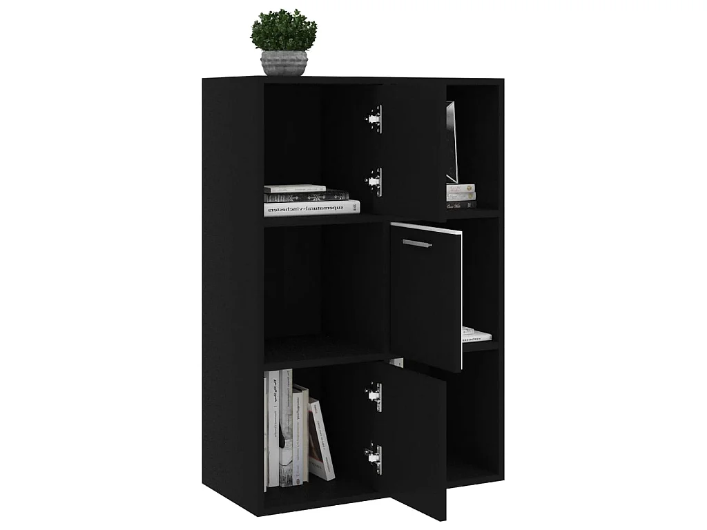 Armario almacenamiento madera contrachapada negra 60x29,5x90 cm ES324808