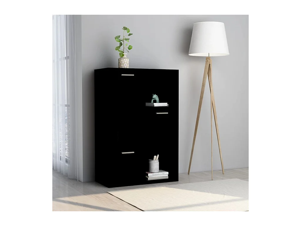 Armario almacenamiento madera contrachapada negra 60x29,5x90 cm ES324808
