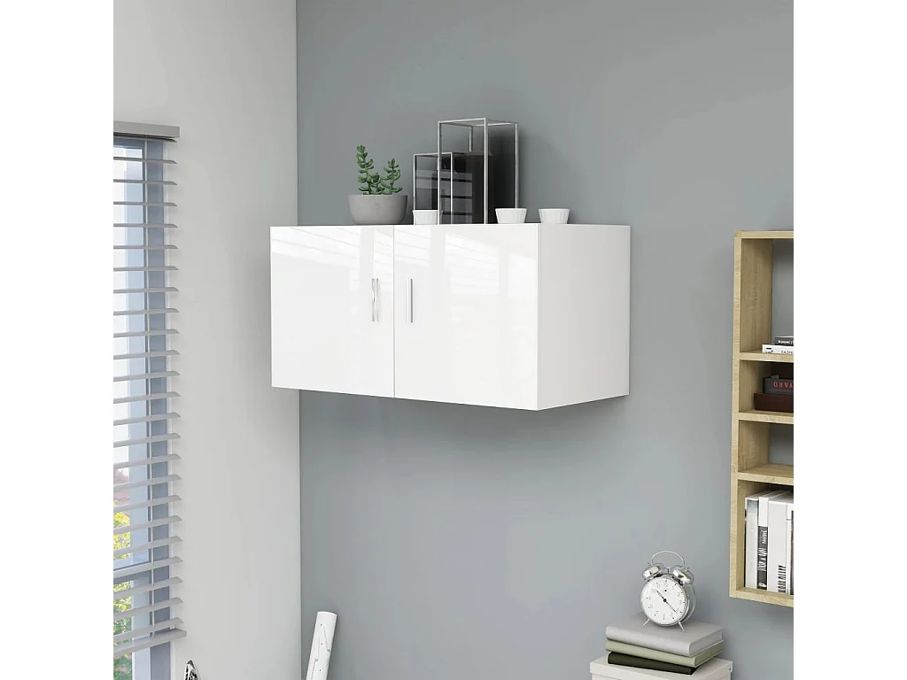 Armoire murale Blanc brillant 80x39x40 cm Aggloméré OLA5623