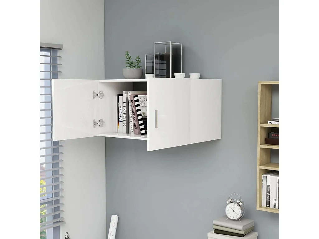 Armoire murale Blanc brillant 80x39x40 cm Aggloméré OLA5623