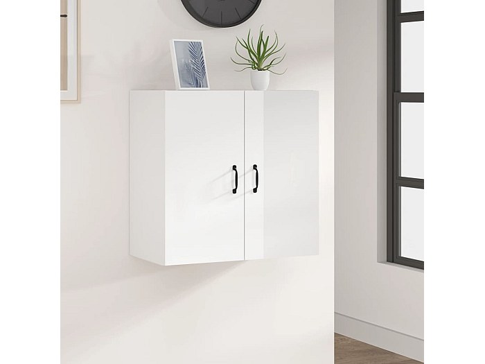 Armadietto A Muro Nero 60x31x60 Cm In Legno Multistrato - Mobile Pensile Per Casa, Ufficio O Cucina - Foto 6