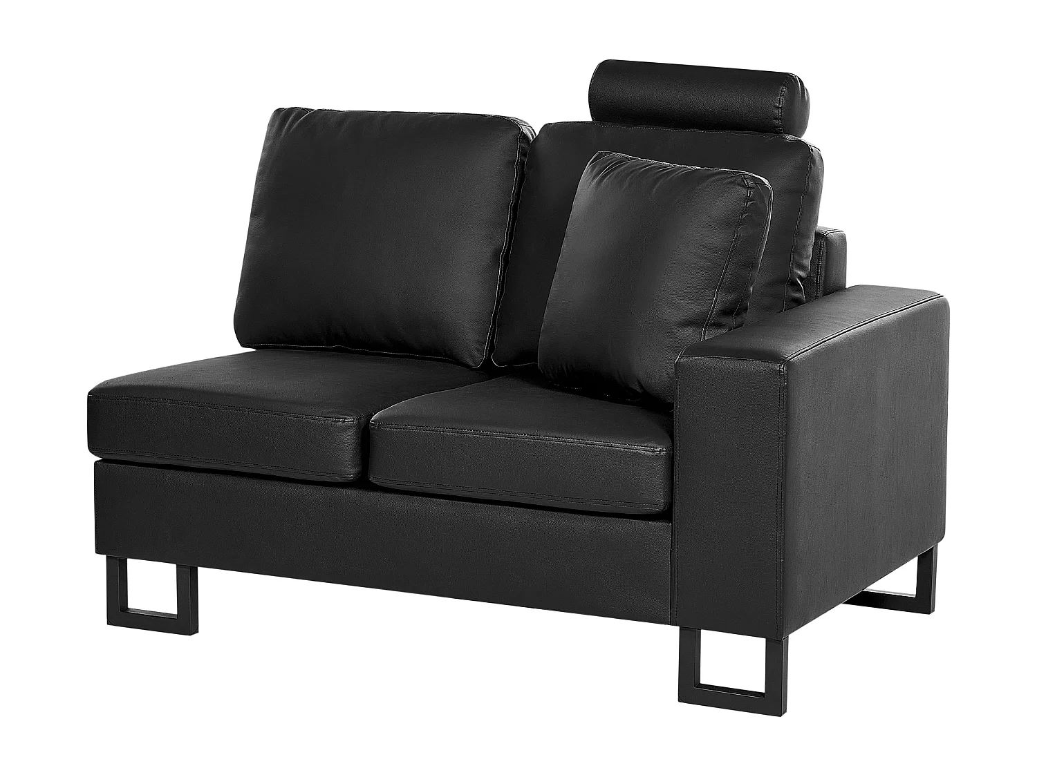 Canapé 6 Places d'Angle à gauche en Cuir Noir avec Appui-Tête Réglable Taies Lavables Stockholm II