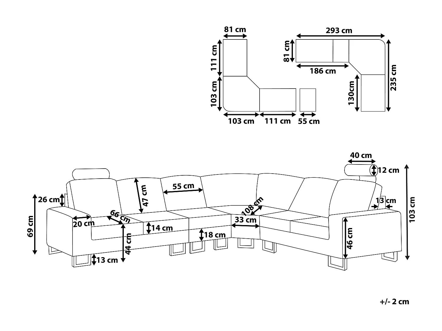 Divano angolare STOCKHOLM Pelle naturale Nero 6 posti Lato Sinistro