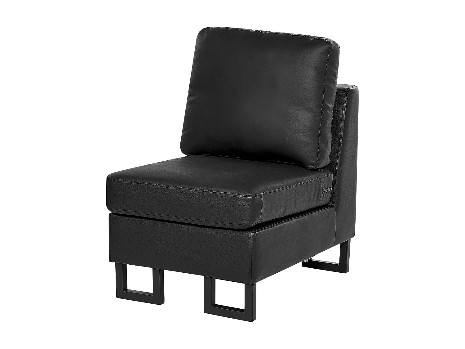 Canapé d'Angle à droite en Cuir Noir avec Appui-Tête Réglable Taies Lavables Stockholm II