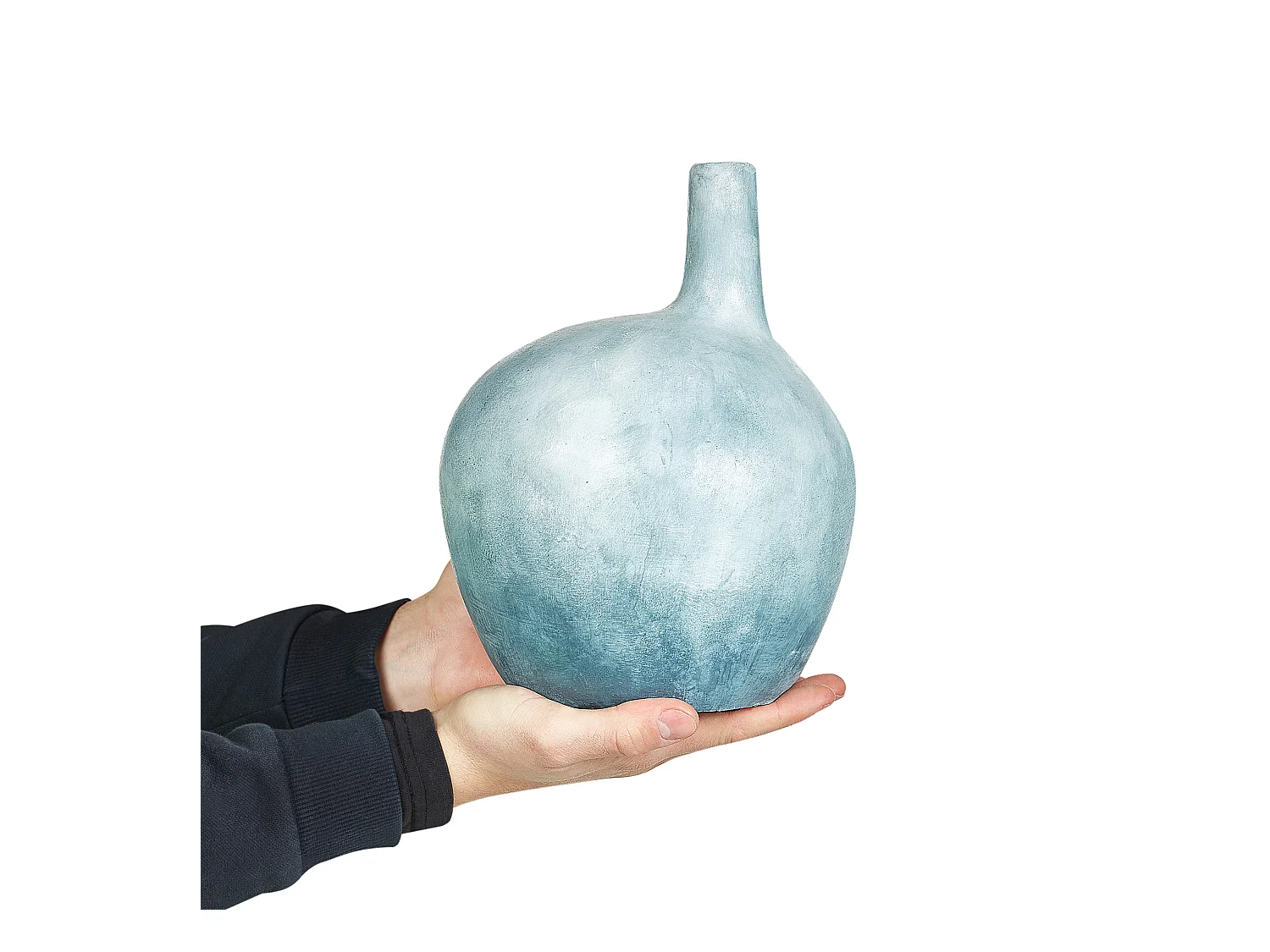 Dekovase aus Terrakotta blau 26 cm handgefertigt Vintage Look Betong