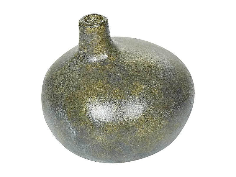 Dekovase aus Terrakotta grau / gold 18 cm handgefertigt Vintage Look Klang
