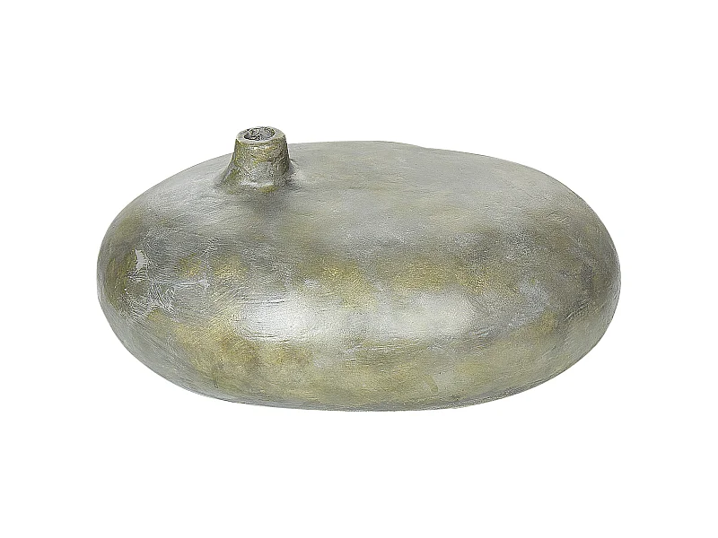 Dekovase aus Terrakotta grau / gold 15 cm handgefertigt Vintage Look Rawang