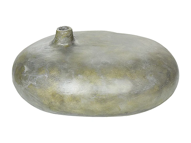 Dekovase aus Terrakotta grau / gold 15 cm handgefertigt Vintage Look Rawang