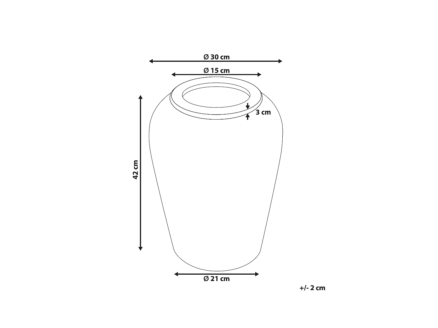 Jarrón decorativo MIRI Cerámica 42 cm Blanco