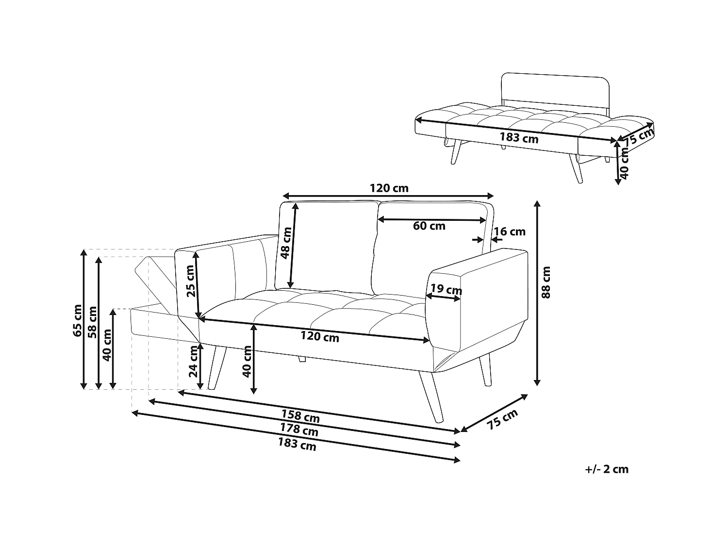 Schlafsofa BREKKE Stoff Dunkelblau 2-Sitzer
