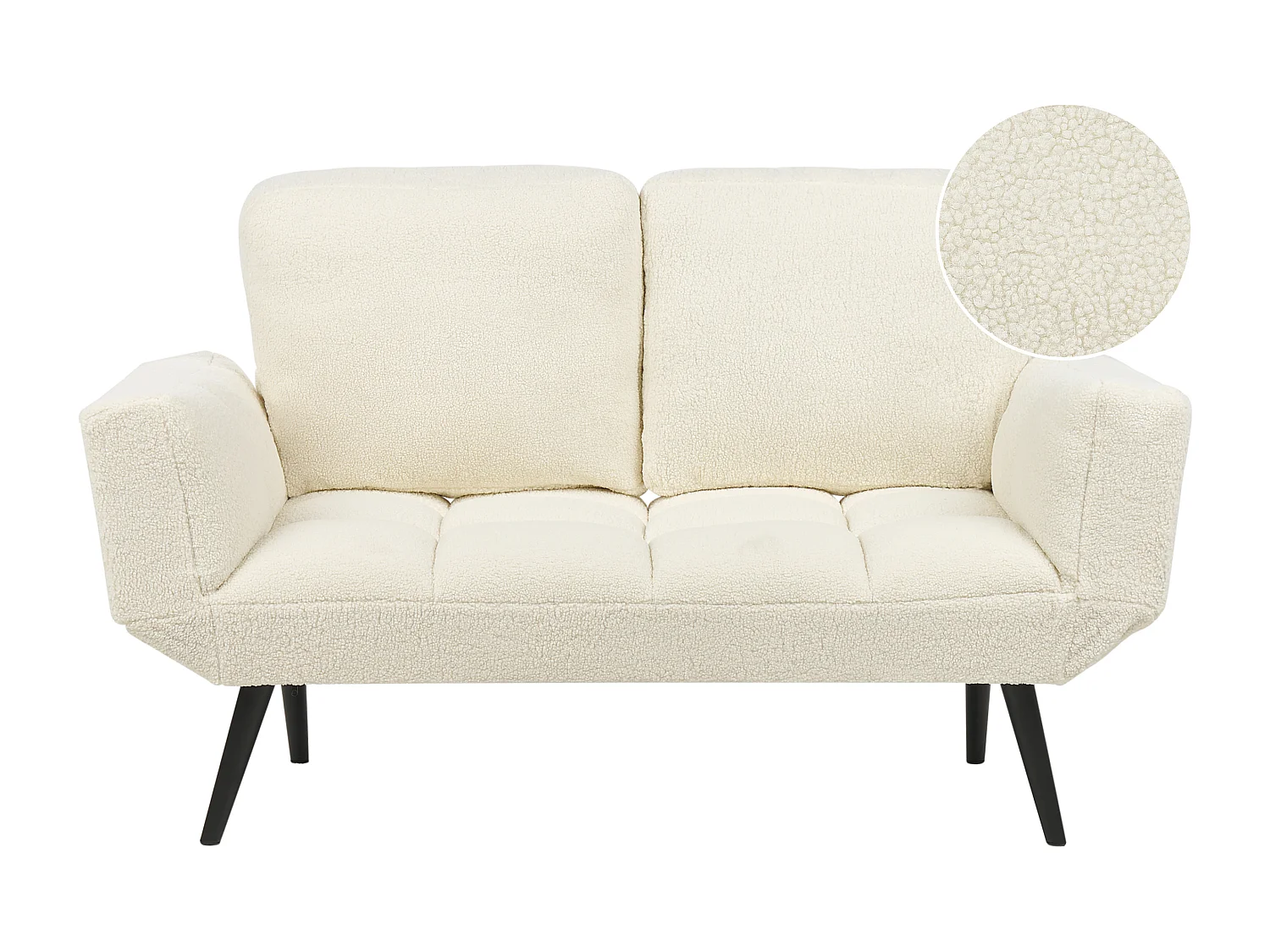 Sofá-cama BREKKE Bouclé Branco creme 2 lugares