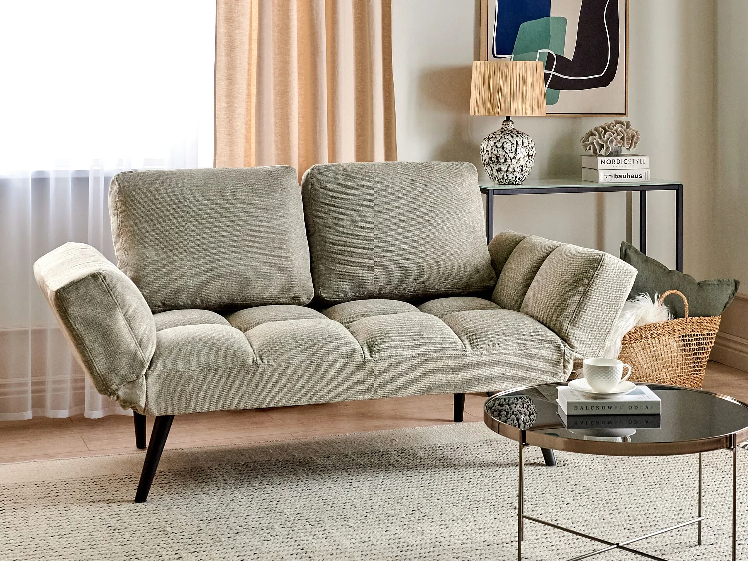 Slaapbank BREKKE Stof Lichtgroen 2-zitter