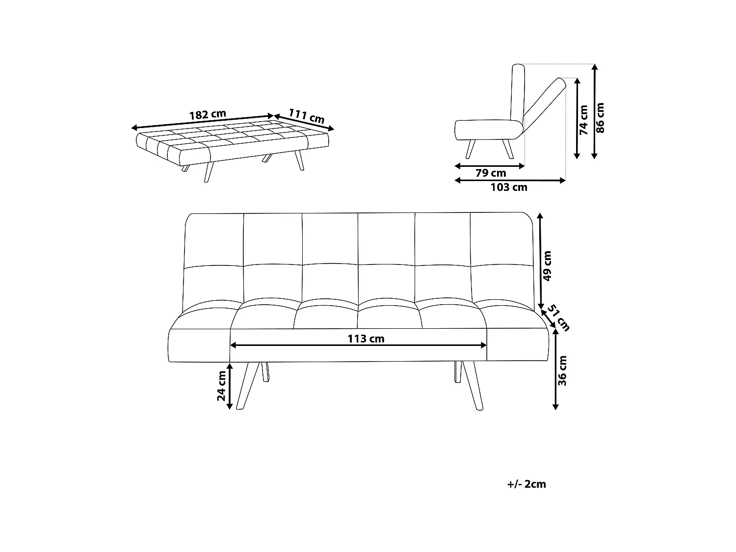 Canapé-lit 2 places INGARO Tissu Vert foncé