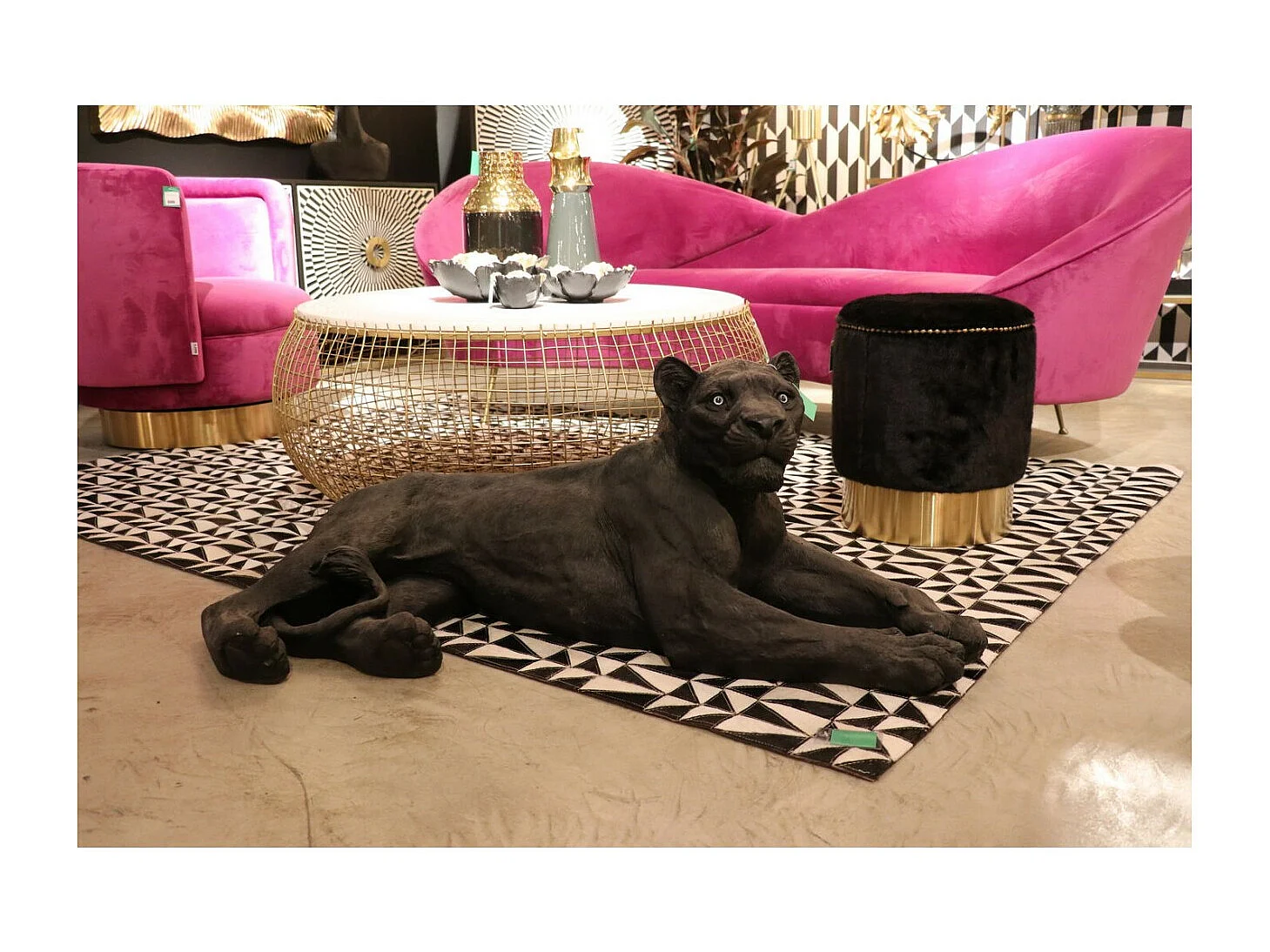 Coupe décorative Flower Bloom noir-doré Ø20cm