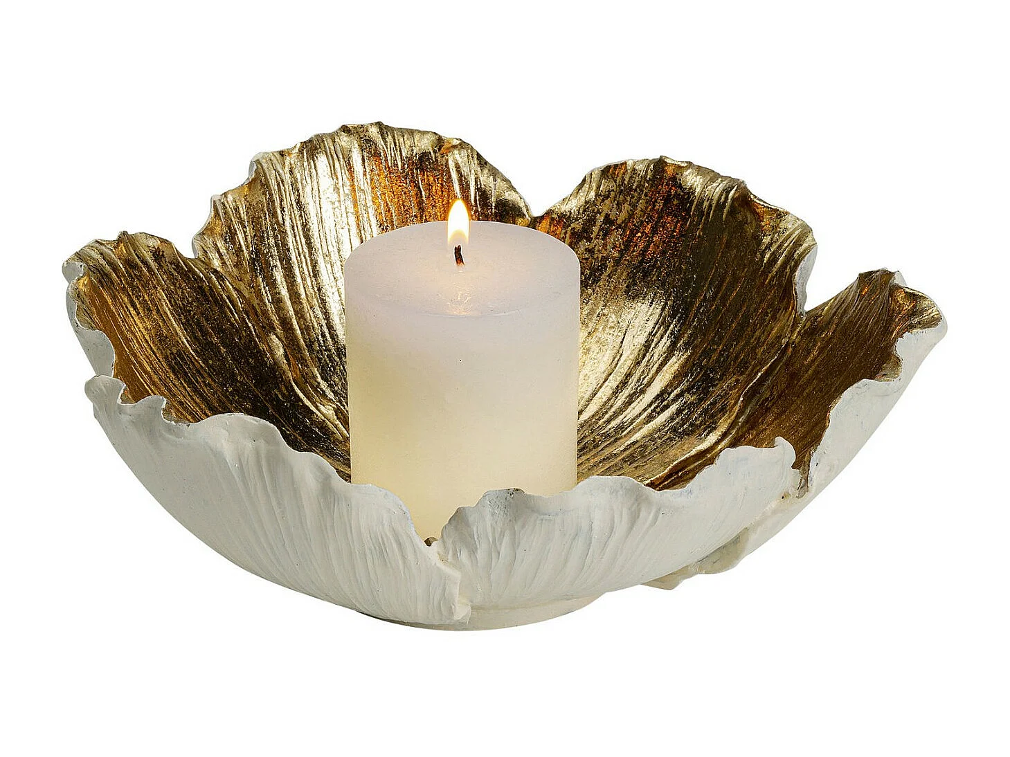 Ciotola decorativa Flower Bloom crema-oro Ø25cm