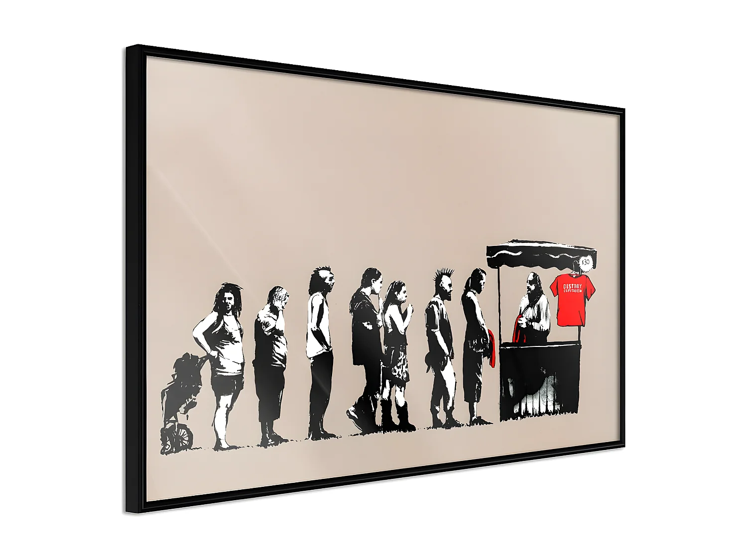 Affiche Murale Encadrée "Banksy Festival" 45 x 30 cm Noir