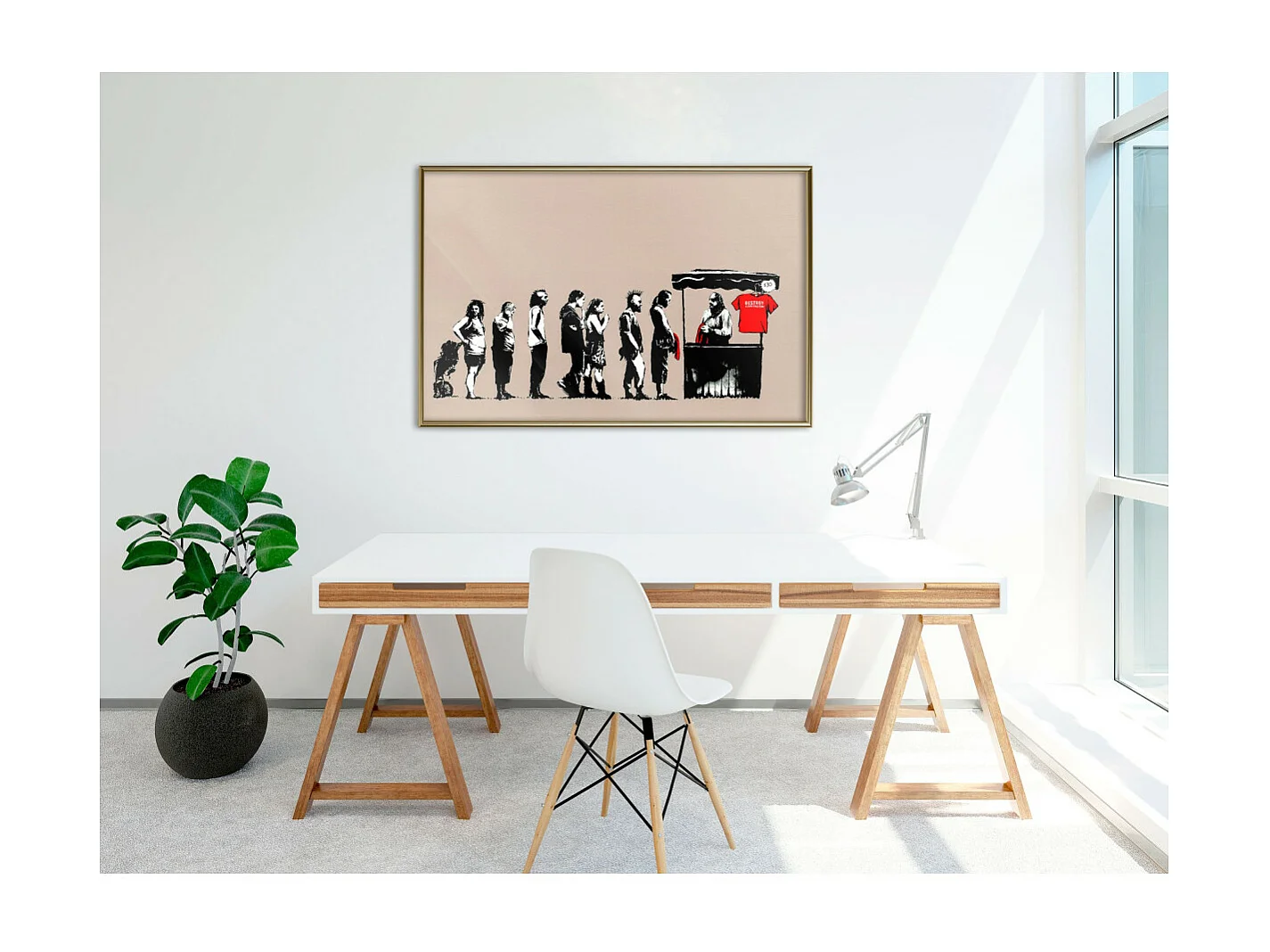 Affiche Murale Encadrée "Banksy Festival" 90 x 60 cm Or