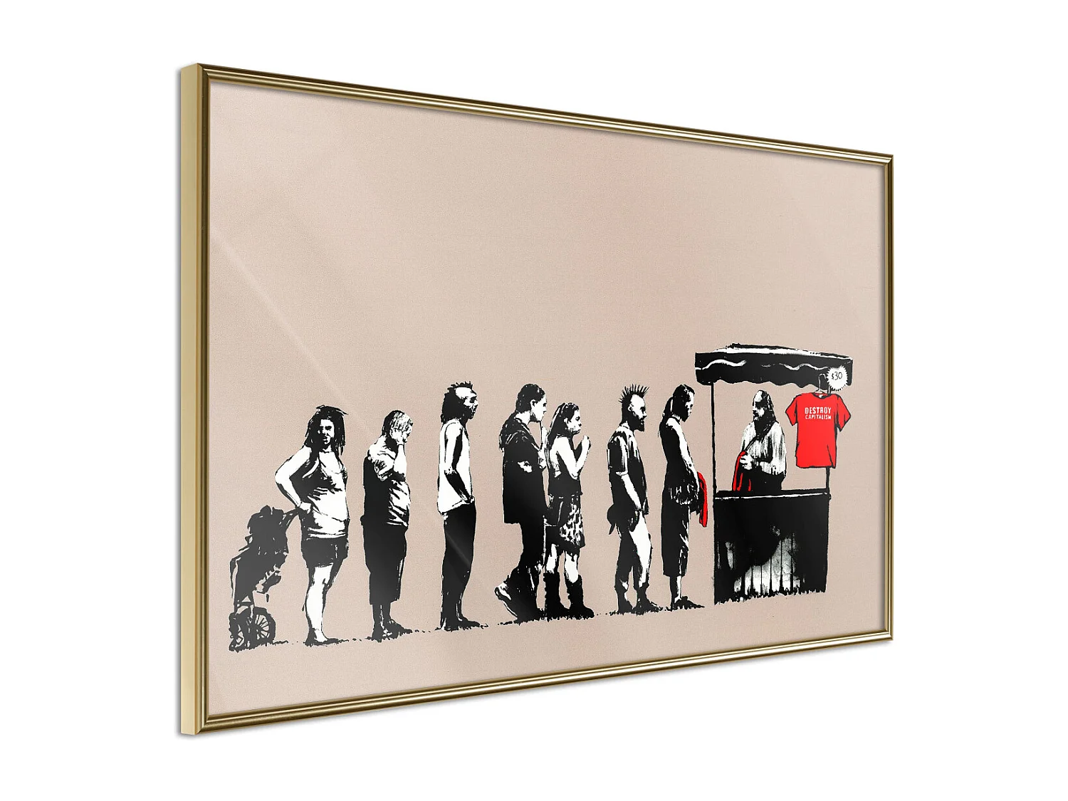 Affiche Murale Encadrée "Banksy Festival" 90 x 60 cm Or