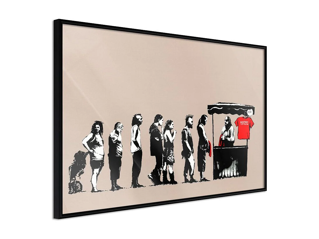 Affiche Murale Encadrée "Banksy Festival" 30 x 20 cm Noir