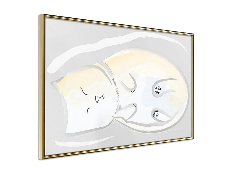 Affiche Murale Encadrée "Happy Kitty" 30 x 20 cm Or