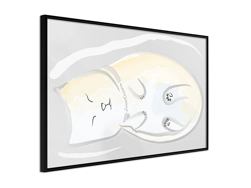 Affiche Murale Encadrée "Happy Kitty" 30 x 20 cm Noir