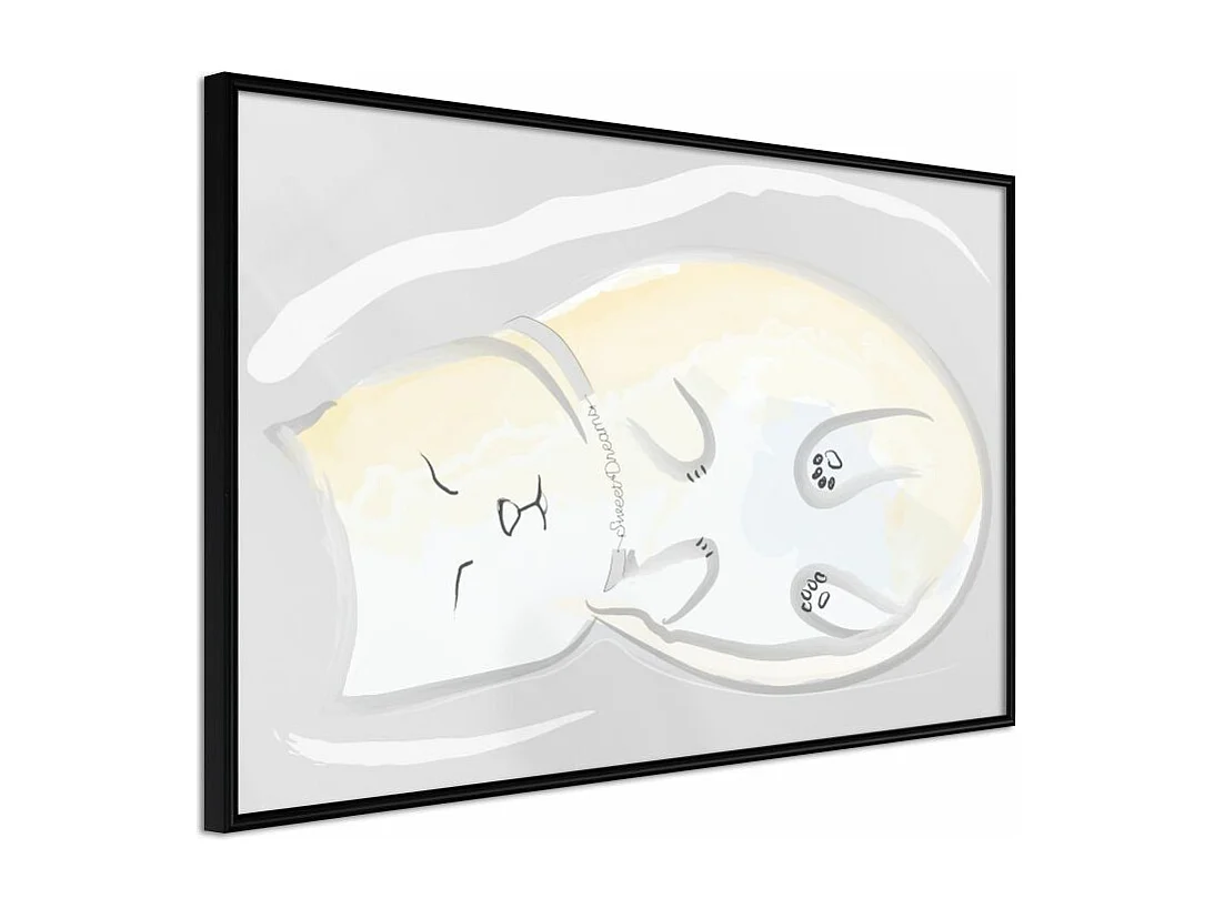 Affiche Murale Encadrée "Happy Kitty" 60 x 40 cm Noir