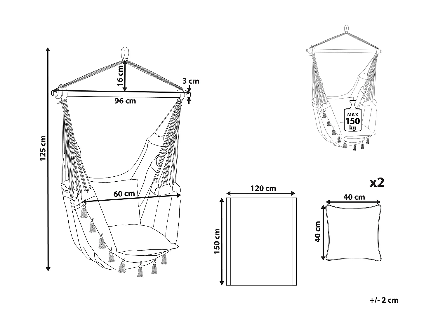 Silla colgante VARENA Algodón Naranja