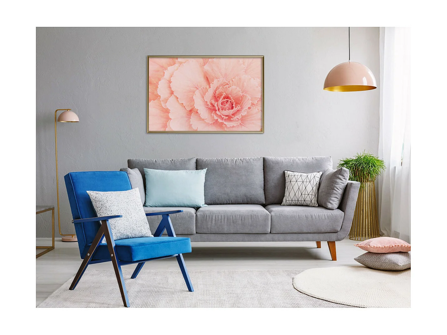 Affiche Murale Encadrée "Delicate Petals" 90 x 60 cm Or