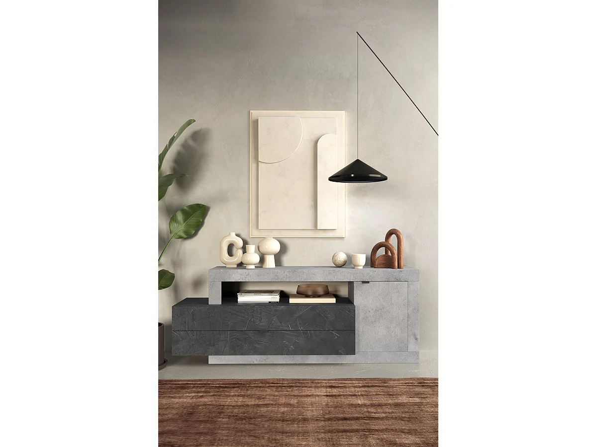 Buffet bas FREEDOM béton-plomb 160 cm
